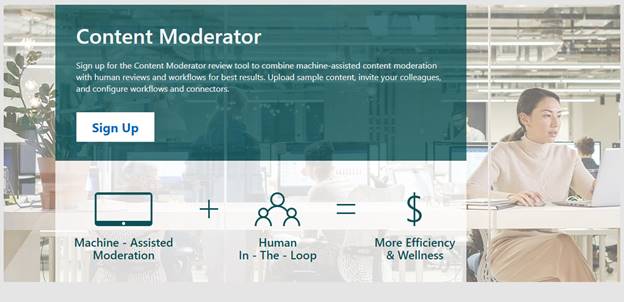 Quick Look Cognitive Service Content Moderator Web Application